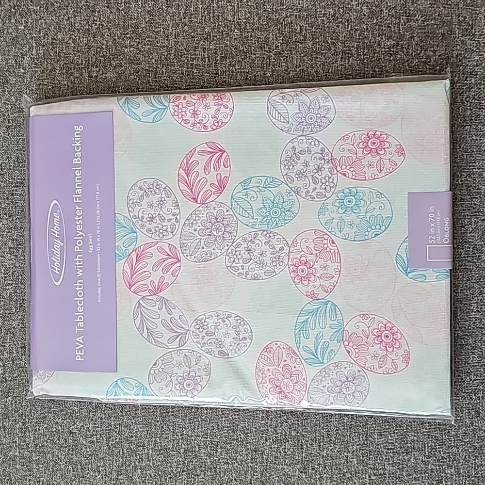 🐰HOLIDAY HOME Egg Swirl Tablecloth Oblong 52" x 70" Easter